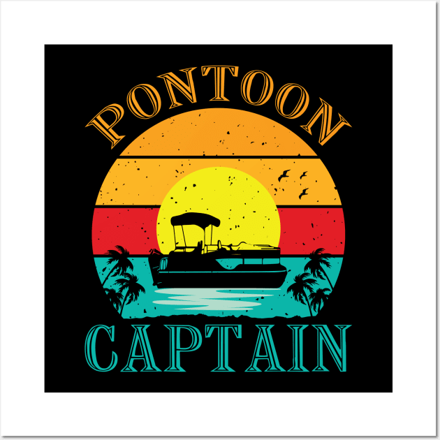 Vintage Style Pontoon Captain Funny Pontoon Boat Lovers Wall Art by Sowrav